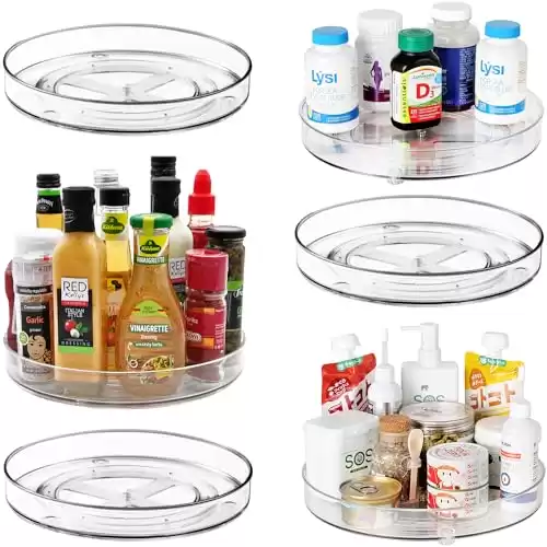 Amolliar 6 Pack 11 Inch Lazy Susan Turntable for Cabinet, Rotating Organizer for Kitchen, Fridge, Bathroom, Vanity, Countertop, Spinner for Pantry Organizer Storage, Under Sink Organizing, Spice Rack